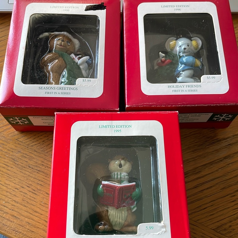 A World of Christmas 3 Ornaments NEW in Boxes Longs Drug Stores Limited Edition